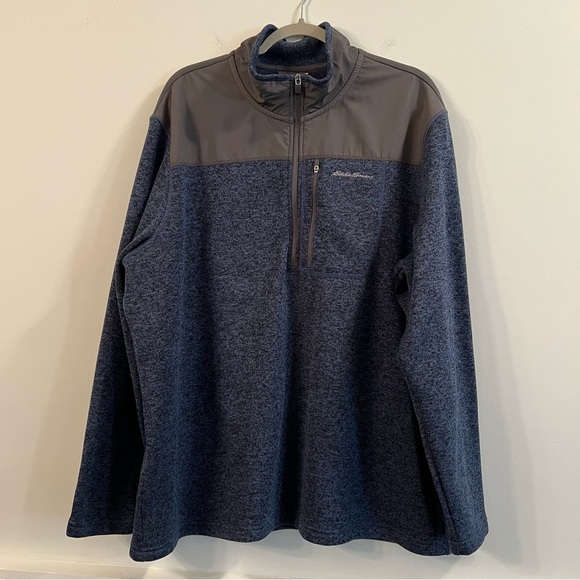 Men’s Eddie Bauer blue quarter zip pullover sweater size 2XL - Picture 1 of 5